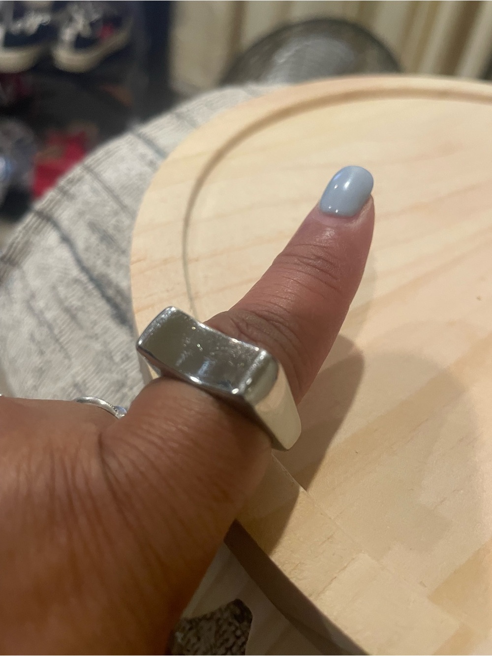 Stainless steel Wide Silver Statement Ring - Polished Silver Tone